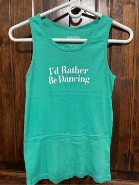 Juniors'/Women’s Teal Ribbed Tank Top — I'd Rather Be Dancing